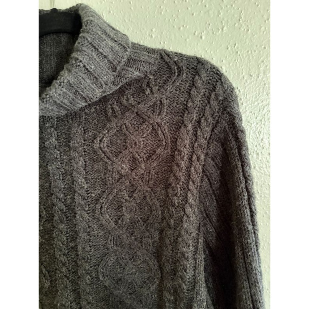 Vintage Route 66 Turtleneck Wool Blend Sweater Cable Knit Chunky Ribbed Gray XL - Picture 3 of 4